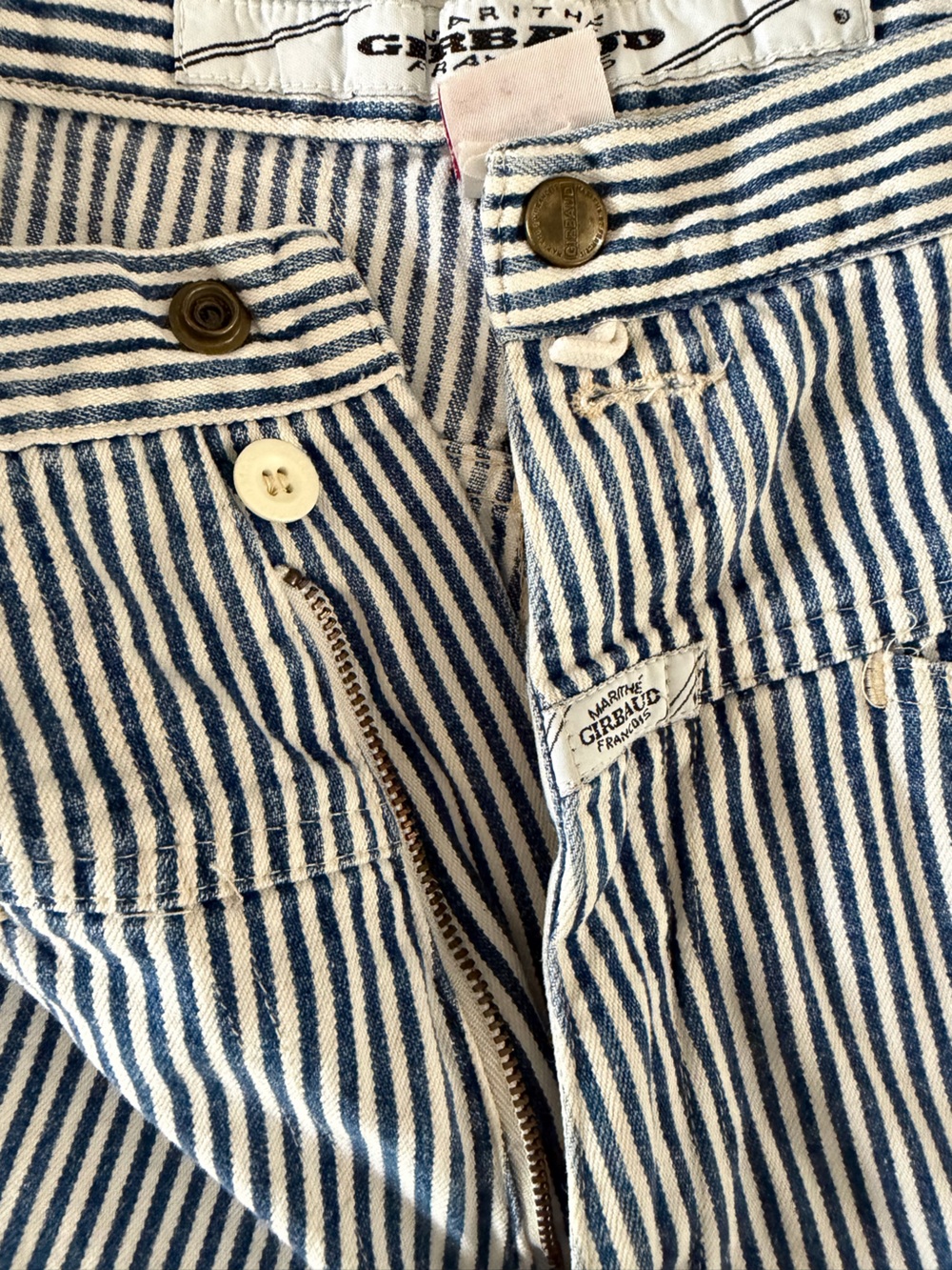 Marithe Francois Girbaud Pinstripe Denim Shorts 33 Vintage Hickory Stripe Jorts - Picture 7 of 13